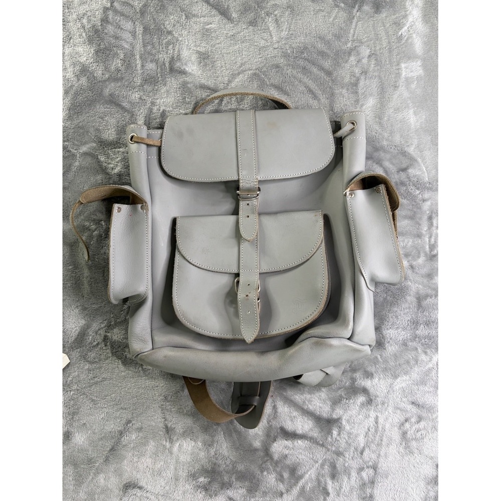 Grafea Hari Gray Leather Backpack Made in England Satchel Rucksack Medium
